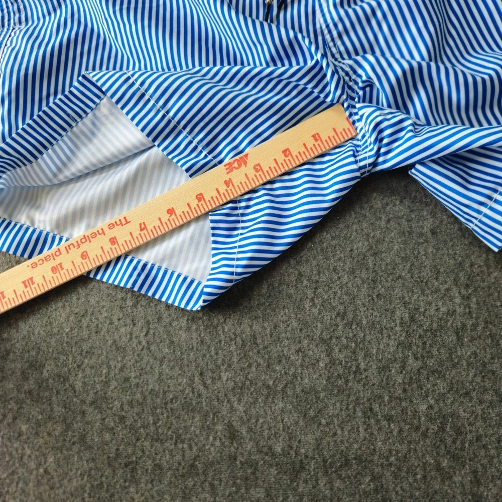 Maamgic Striped Swim Trunks Blue White Mesh Lined Board Shorts XL‎ Preppy Summer